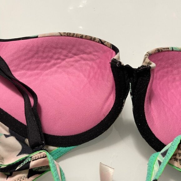 PINK Victoria’s Secret Women’s Leopard Floral Wear Everywhere Push Up Bra 32C - Picture 4 of 7